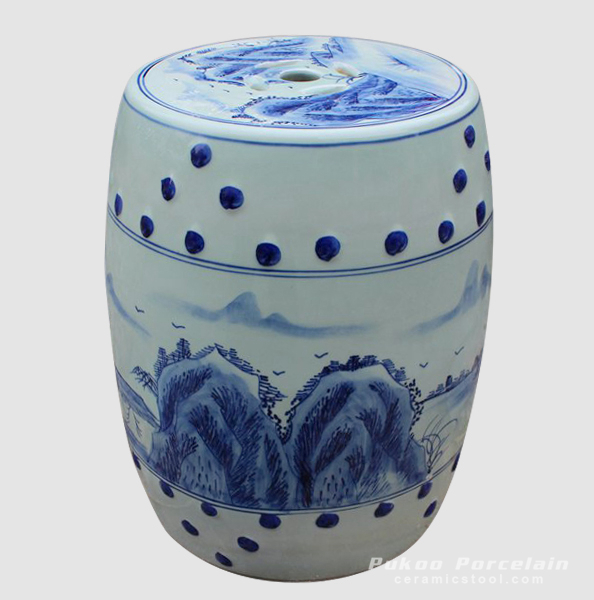 Blue and White china bar stool, hand painted