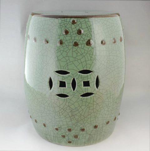 RYHD14_Green crackle Ceramic Garden Stool