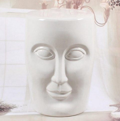 RYIR112-B_Human face white solid color ceramic stool