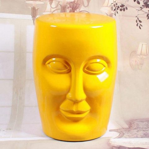 RYIR112-C_Human face yellow solid color ceramic stool