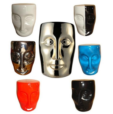 RYIR112_Series color glaze ceramic human face ornament stool