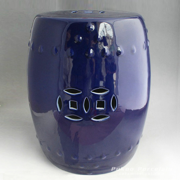 Indigo blue ornament ceramic counter stool