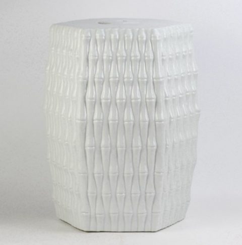 RYJF12_Bamboo weaving style pure white Jingdezhen porcelain stool
