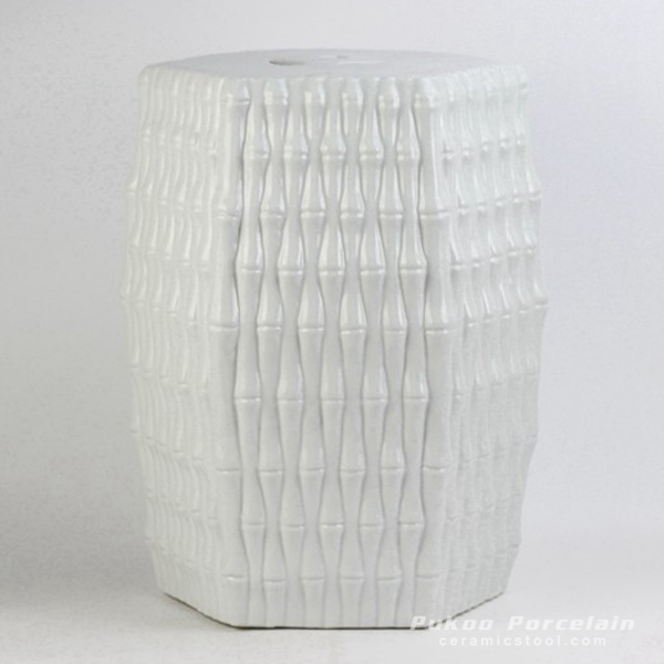 Bamboo weaving style pure white Jingdezhen porcelain stool