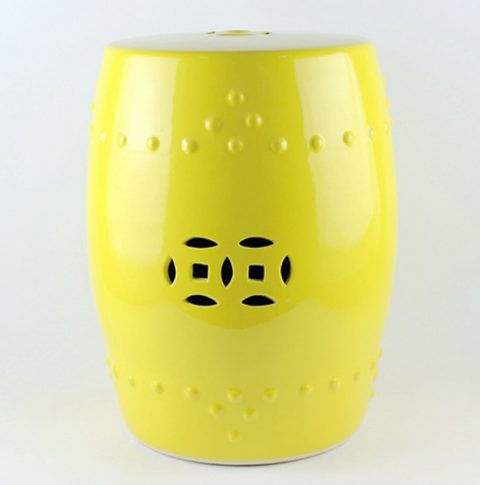 RYKB110_Chinese yellow ceramic modern outdoor furniture stool