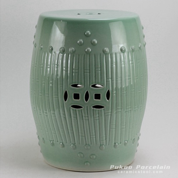 Celadon Bamboo design Ceramic Garden Stool