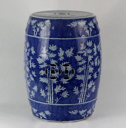 RYLU18-B_Hand painted Blue and White Bamboo design Ceramic Garden Stool