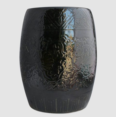 RYMA93_Solid color engraved porcelain oriental garden seat