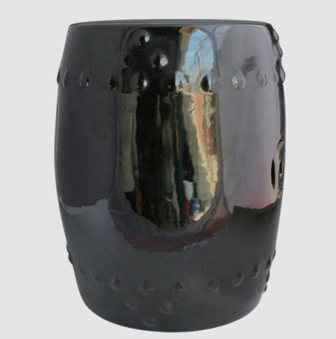 RYNQ64_Black Ceramic Garden Stool