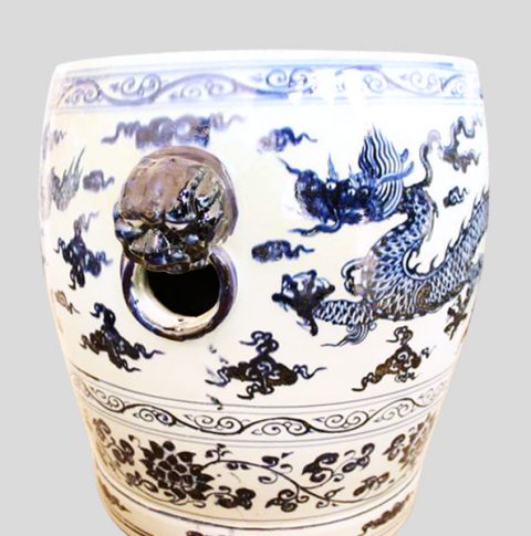 RYWC02_Blue And White Dragon Ceramic Garden Stool