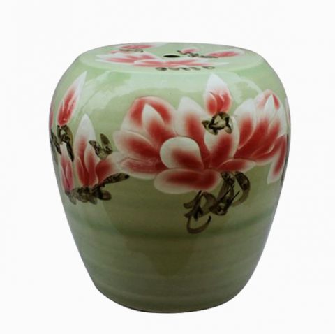 RYYT04_Green floral Ceramic outdoor living Stool