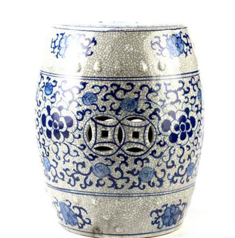 RYYV04_Crackle glaze blue and white hand paint floral pattern antiquity ceramic bathroom stool