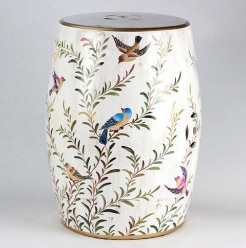 RYZS03_Bird branch pattern ceramic drum stool