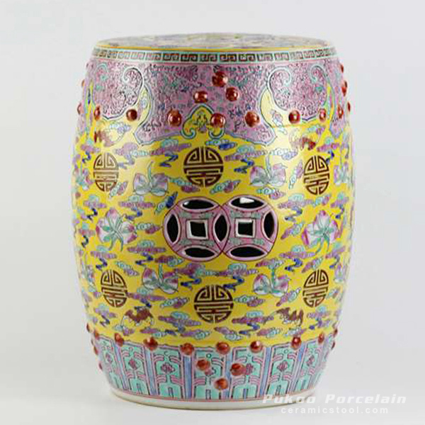 Famille rose Qing Dynasty syle ceramic stool