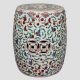 RZCX04_Famille rose white floral butterfly Chinese garden stool