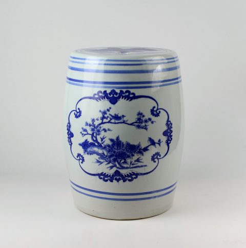 RYAZ342_Chinese blue white ceramic garden stool