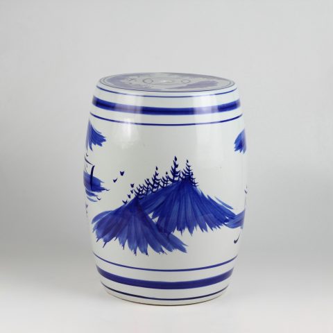RYAZ343_Chinese hand paintde blue and white ceramic garden stool