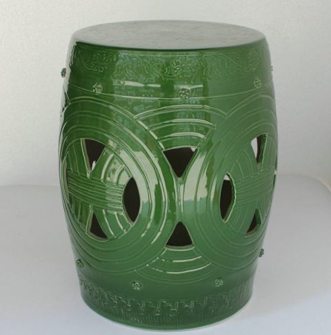 RYNQ155_h16.5″ Asian inspired furniture Porcelain Garden Stool,black,green and gray
