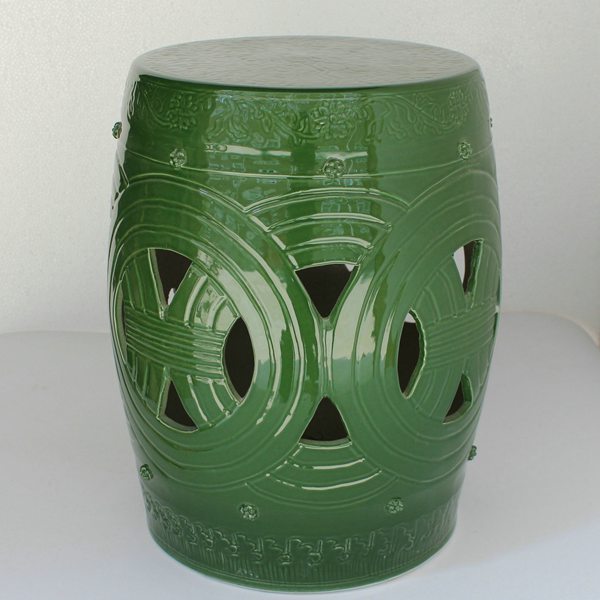 RYNQ155_h16.5″ Asian inspired furniture Porcelain Garden Stool,black,green and gray