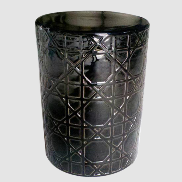 RYNQ58_a_Carved black Ceramic Stool side table