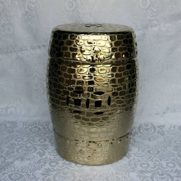RYZS34 _Bar furniture Ceramic Stool,Gold-plated garden stool