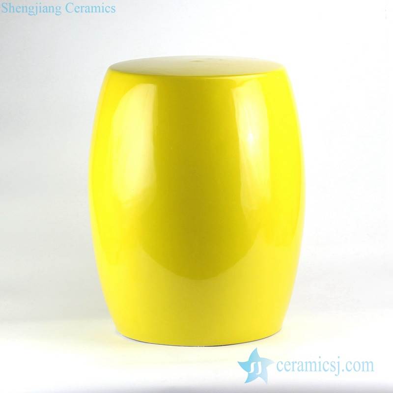 Lemon yellow solid color interior design side table usage porcelain stool
