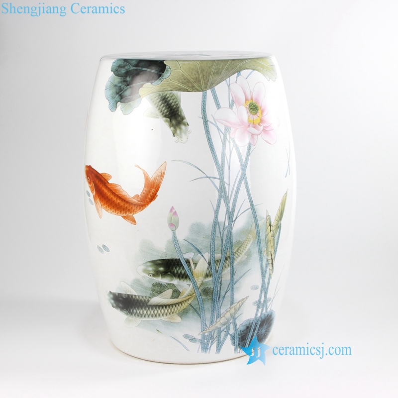 china lotus flower and fish porcelain  stools
