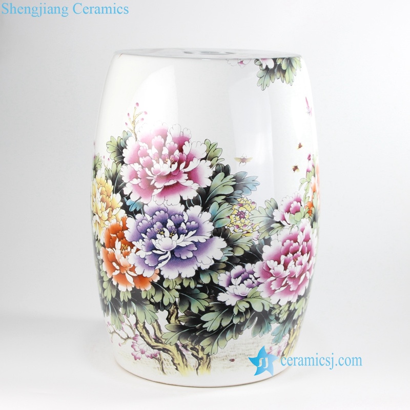 china colorful Rich Peony ceramics  fields and gardens  countryside stool 