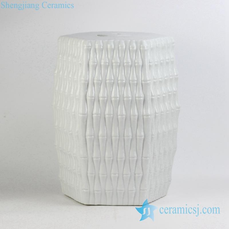  bamboo weaving style pure white Jingdezhen ceramic stool