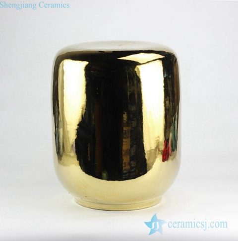 Glossy gold mirror glaze porcelain  living room stool