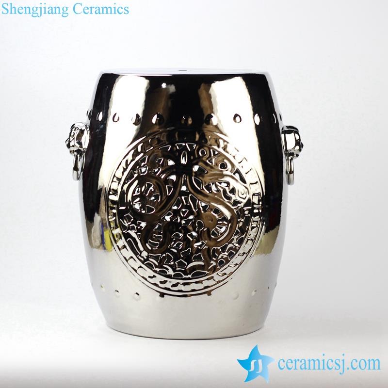  silver plated carved ceramic stool made in China