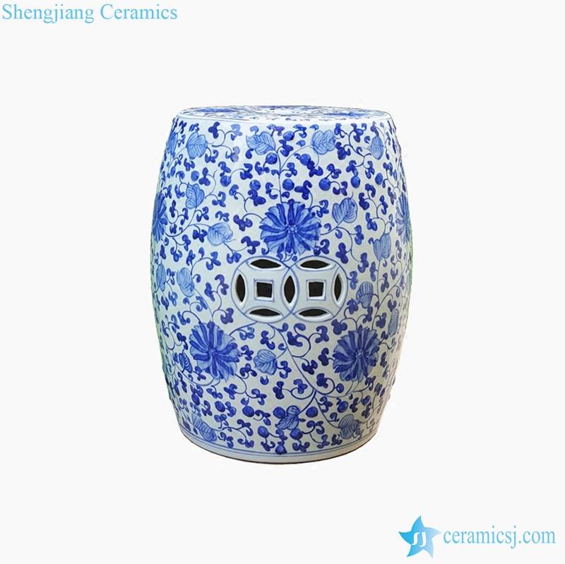 lotus pattern porcelain stool with hollow decoration