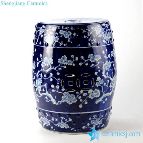  blue and white winter sweet pattern porcelain  stool 