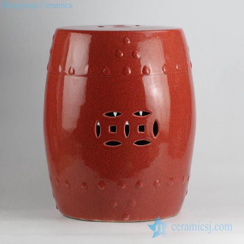 Hot sale red color with crackle porcelain  lounge stool 