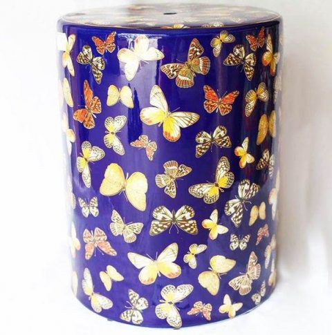  Butterfly pattern blue background leisure ceramic stool
