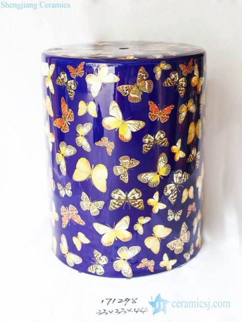  Butterfly pattern blue background leisure ceramic stool