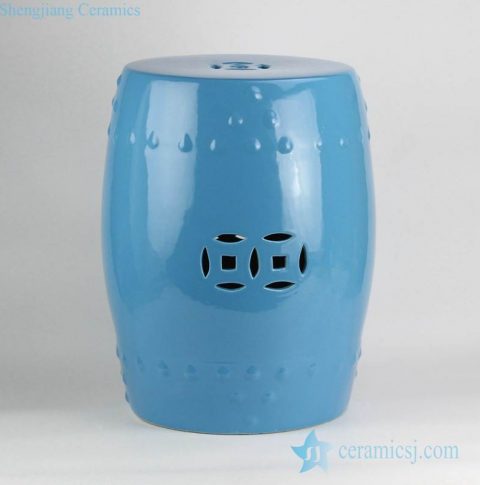dodger blue glaze wholesale cheap  price dignified ceramic  stool for bathroom