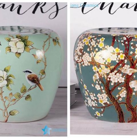 Cute cozy floral bird chinaware porcelain stool