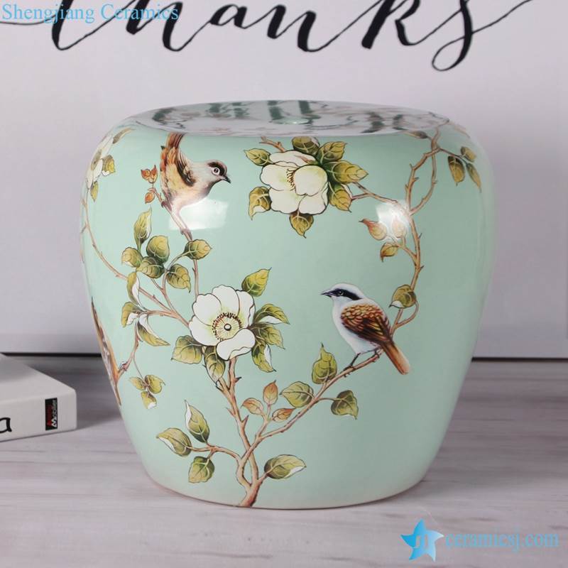 Cute cozy floral bird chinaware  porcelain stool