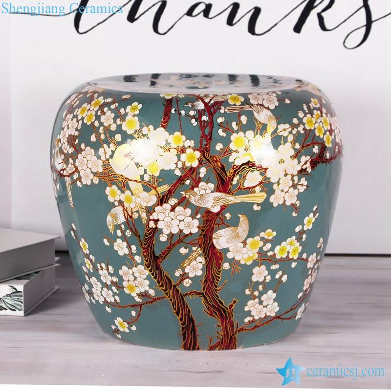 Cute cozy floral bird chinaware porcelain  stool