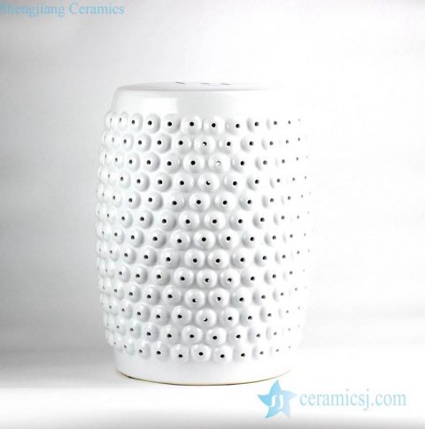 Pure white beads sculpture design porcelain  porch stool