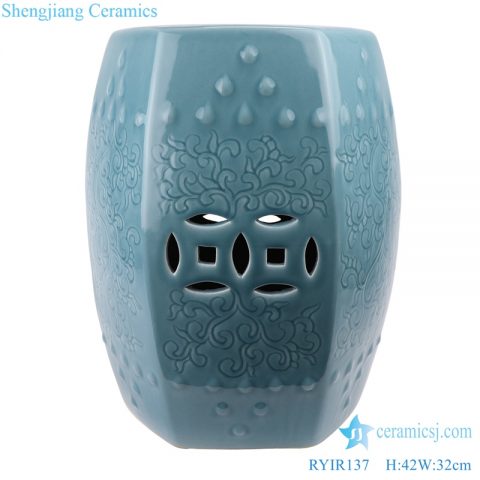 Chinese Light blue shadow ceramic stool