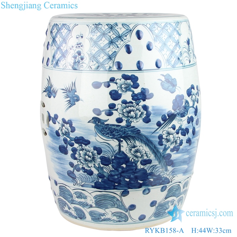 Jingdezhen flower and bird ceramic drum nail stool