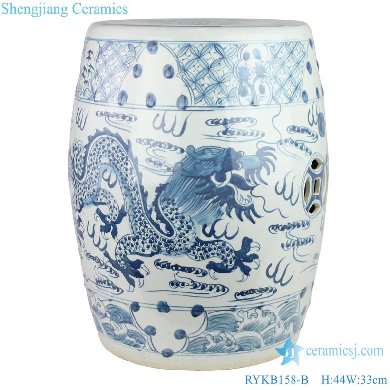 Jingdezhen dragon pattern ceramic drum nail stool