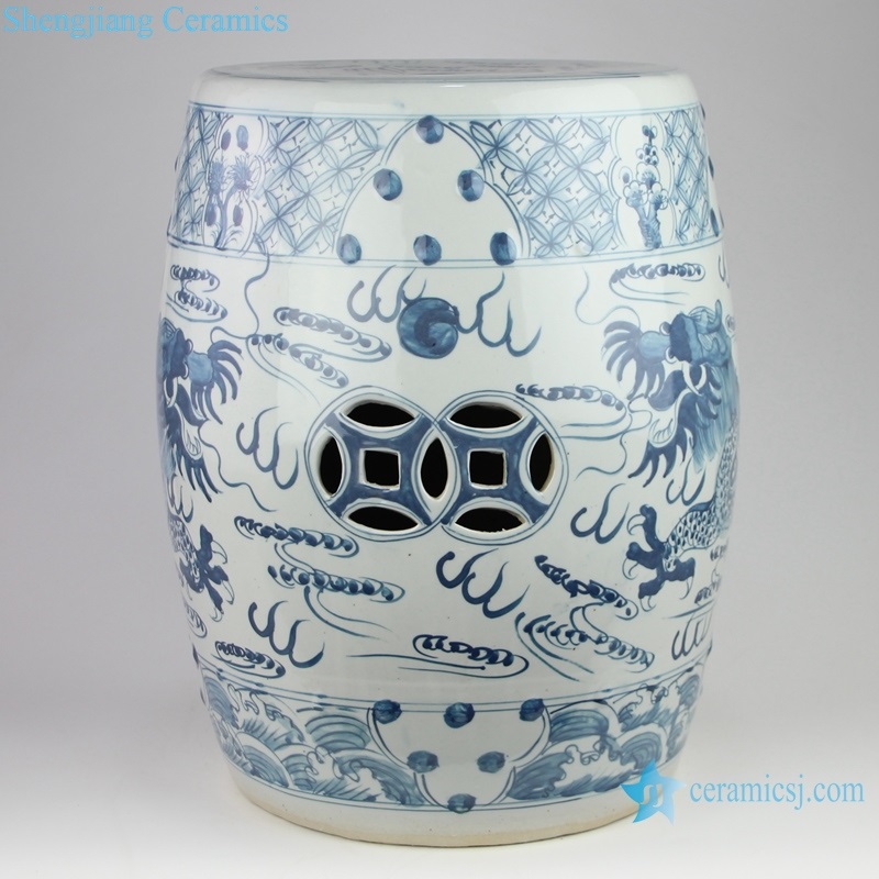 Jingdezhen dragon pattern ceramic drum nail stool
