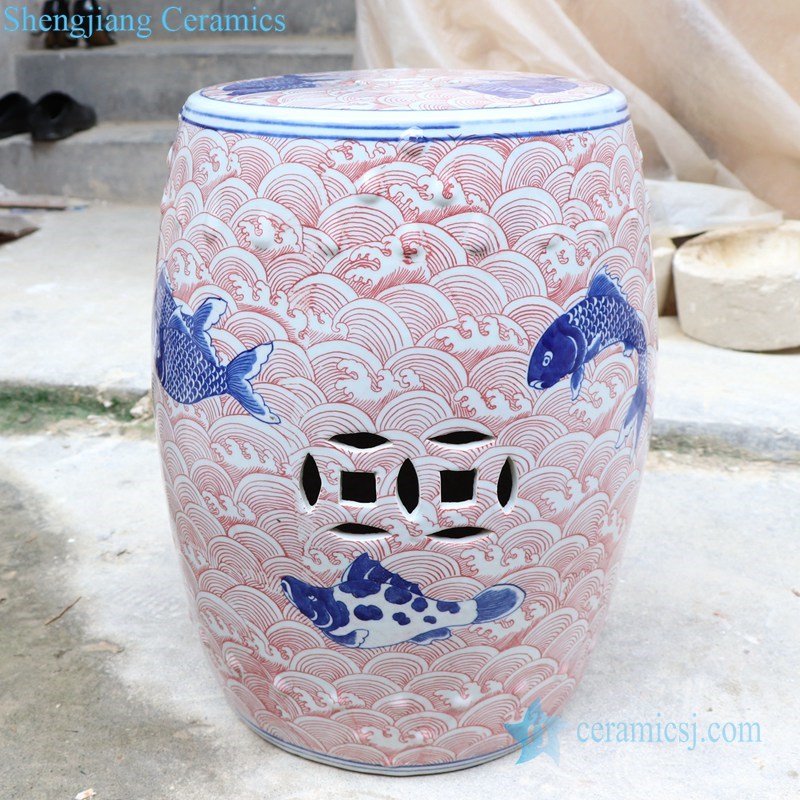 ancient hand painted ceramic stool
