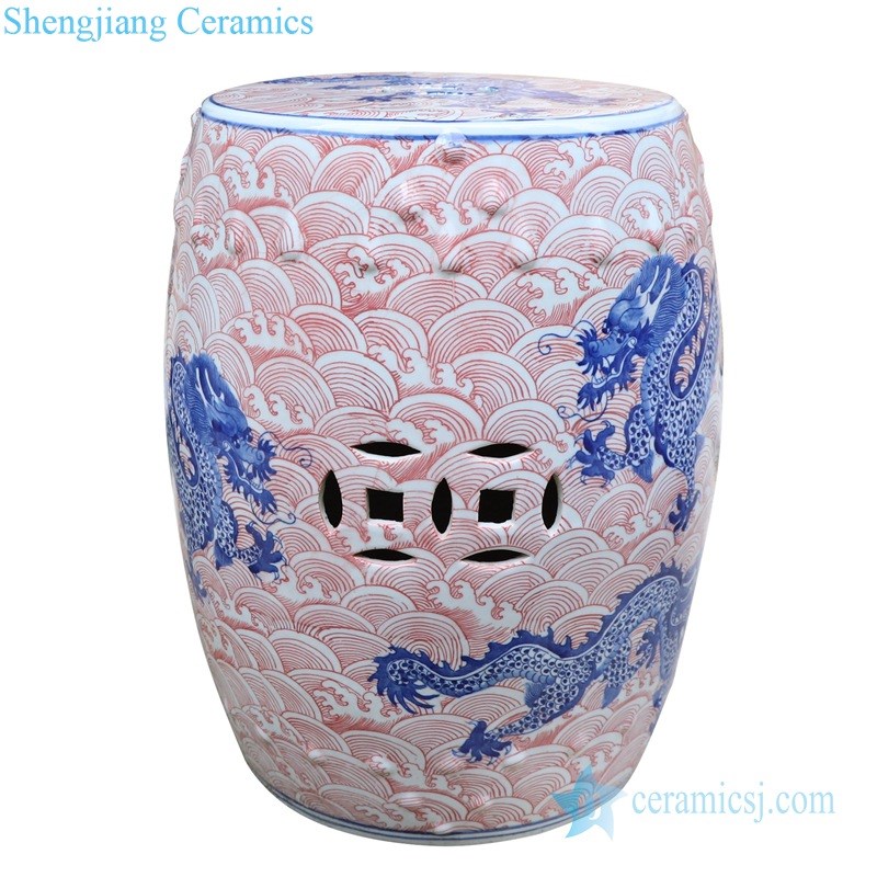 ancient hand painted ceramic stool