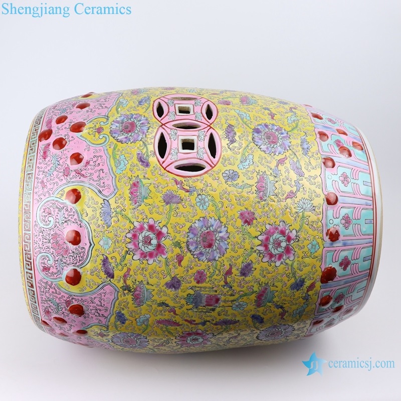 chinese style family rose ceramic stool