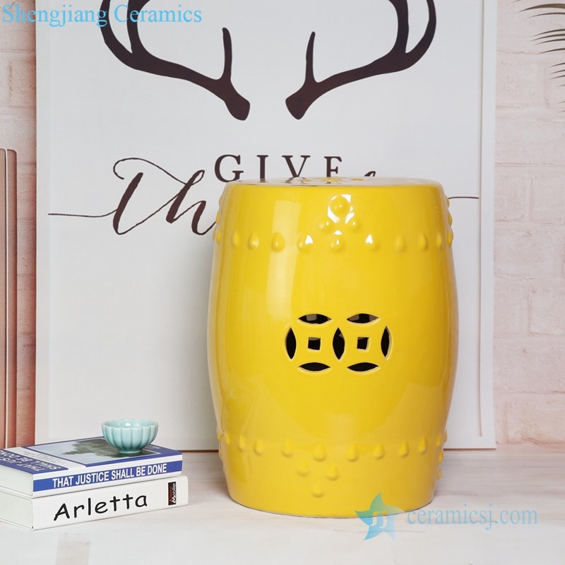 bright yellow porcelain night table