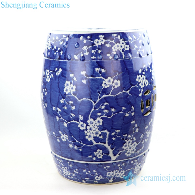 blue cherry blossom tree porcelain seat